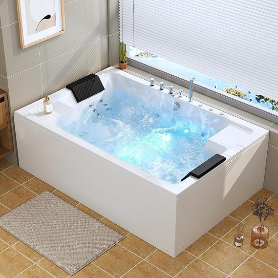 71 x 47-Inch Two-Person Whirlpool Bathtub - 30 Jets