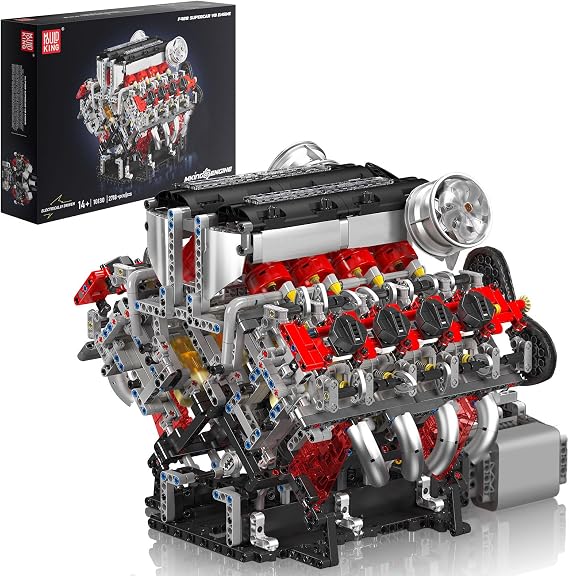 Mould King 10130 Build Your Own V8 Engine Building Toy V8 Engine Model Building Kit with Sounds Motor Model Kits for Adults to Build(2718 PCS)