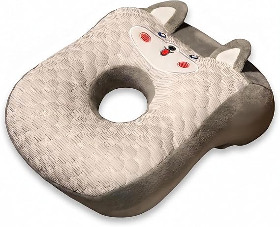 Office Nap Pillow Memory Cotton, Cooling Pillow with Ear Hole, Soft Nap Pillow, Ear Pillow for Side Sleepers for Ladies, Girls, Kids (Grey)