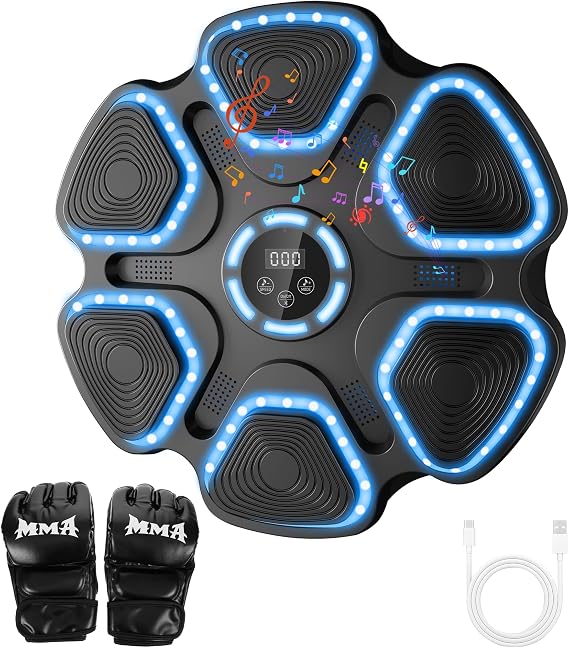 Music Boxing Machine for Adults Punching Musical Boxing Machine Wall Mounted Smart Boxing Target with Boxing Gloves Indoor Workout Equipment for Home, Office