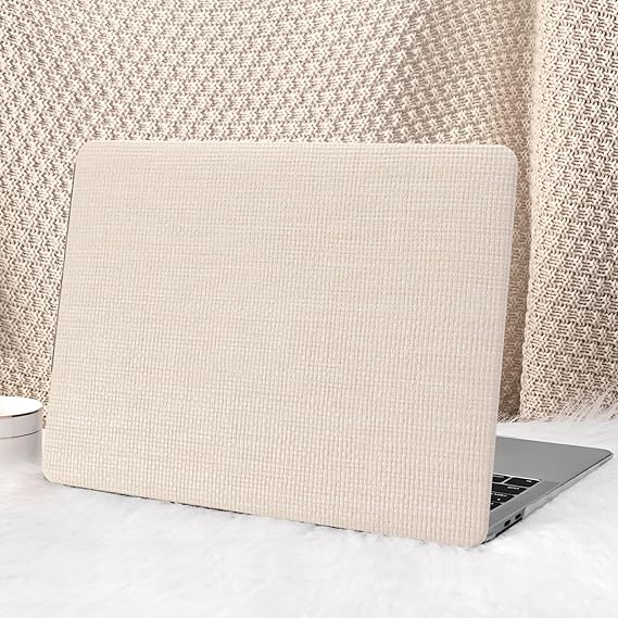 Seorsok Compatible with MacBook Pro 14inch Case 2026 2025-2021 M5 M4 M3 A3426 A3427 A3434 A3112 A3185 A3401 M2 A2779 M1 A2442,Leather Plastic Hard Shell Case&Keyboard Cover,Beige Woven No Logo Cutout