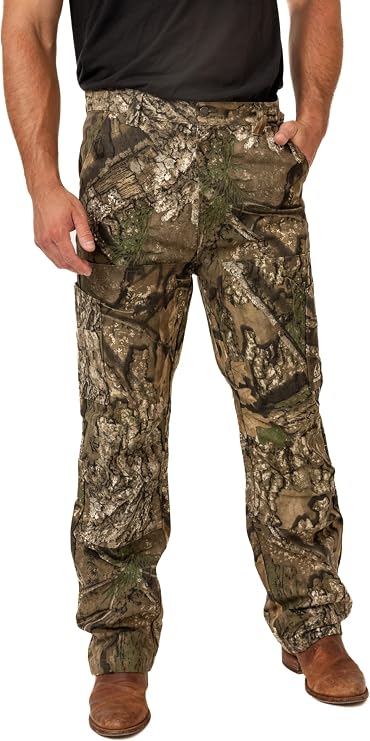 Realtree Mens Farmhand Cotton Canvas Camo Work Pants, Heavy-Duty Hunting Outdoor Pant