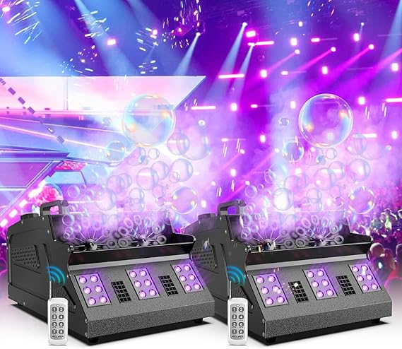 Smoke Machine, 2PC 1500W Bubble Machine with RGB Effects