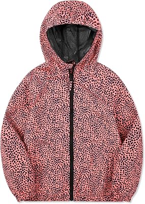 JOYSON Girls Rain Jacket Lightweight Windbreaker Jacket Kids Waterproof Outerwear Raincoat with Hood