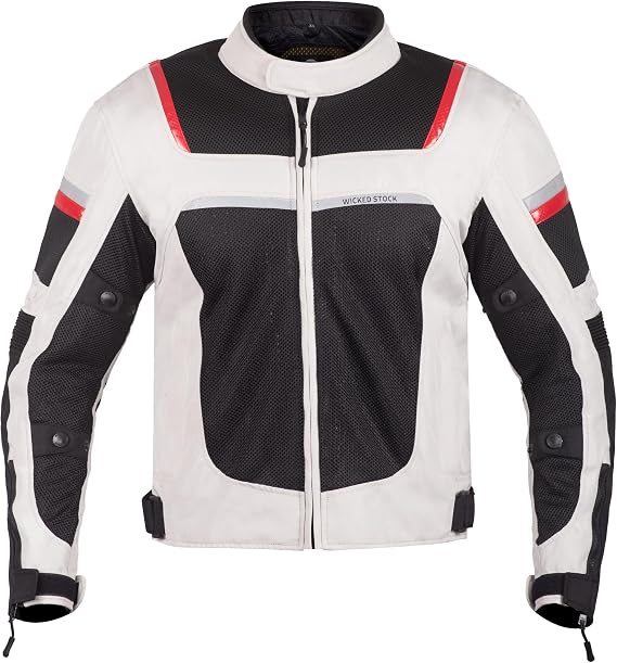 WICKED STOCK Mesh Motorcycle Jacket Men - CE Level 2 Enduro Biker Jacket Motorcycle Armor - Reflective Mens Motorcycle Jacket
