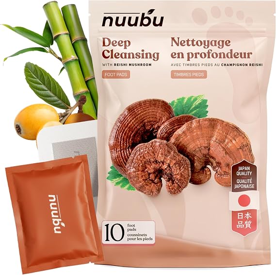 Nuubu Reishi Mushroom Foot Pads, Plant-Based Foot Pad, Reishi Mushroom Natural Ingredients Patches for Daily Use - 10 psc