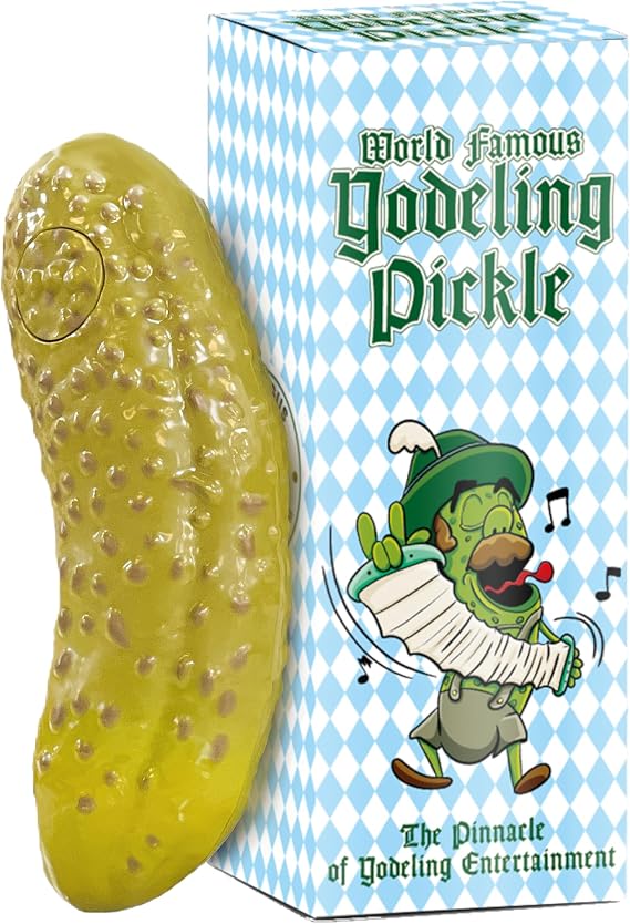 DR DINGUS Yodeling Pickle (1 Pickle - 5 Inch) Sings Dill-lightful Yodel Song - Make Anyone Laugh - Best Singing Gag Gift for Friends Family Coworkers - White Elephant