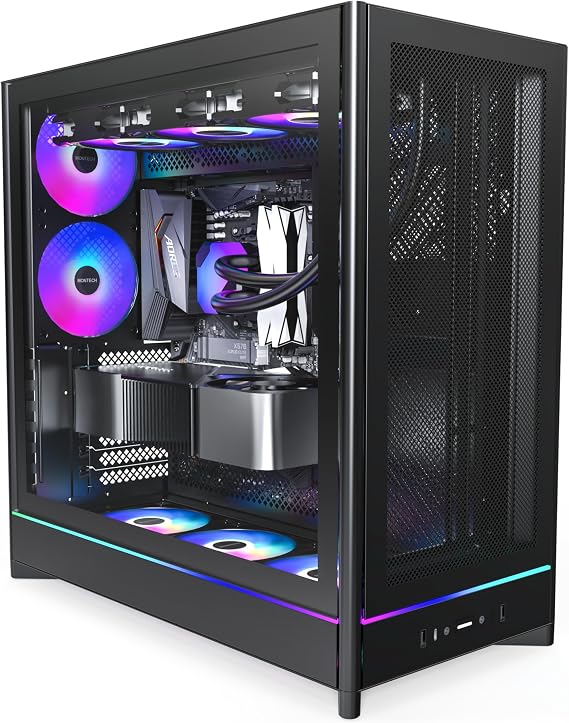 Montech HS01 PRO B Black |ATX Compatible Middle Tower PC Case Full Mesh Construction/High Air Flow/Tempered Glass/Montec Domestic Authorized Dealer