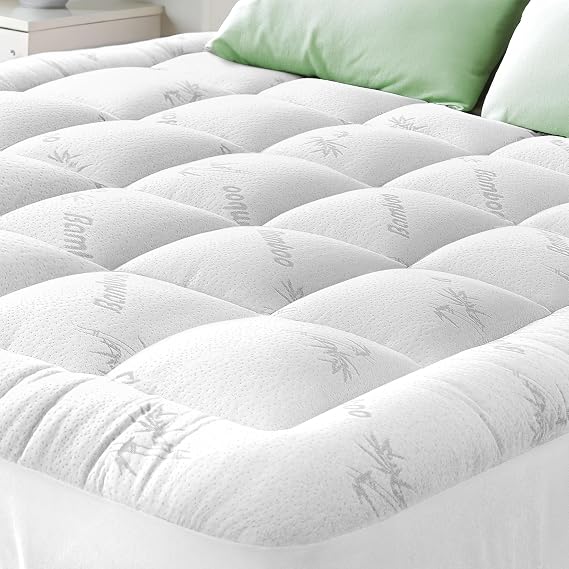 Extra-Thick Twin XL Size Mattress Topper - Ultra Plush & Soft Viscose Derived from Bamboo Mattress Pad, Naturally Cooling & Perfect for Full Body Support, White