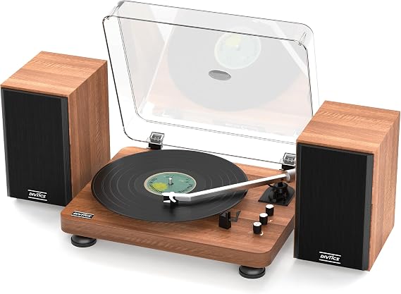 Vinyl Record Player with 28W2 Bookshelf Speakers, Bluetooth Input/Output Turntable, Magnetic Cartridge, All-Aluminum Platter & Tonearm,LINE Out & RCA Output for Vinyl Records