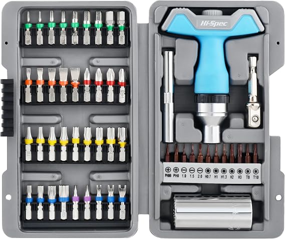 Hi-Spec Screwdriver Bit Set with Universal Socket Adaptor & Storage Case