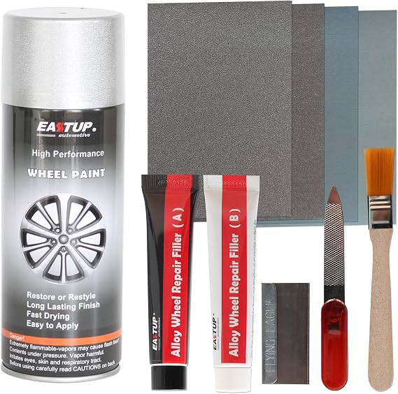 EASTUP Alloy Wheel Repair Kit Alloy Rim Scrapes Scratches Remover (Silver)