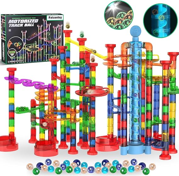 Glow in The Dark Marble Run 325 Piece Set Motorized Elevator STEM Maze Construction Blocks Kids Ages 3 Plus Easter Birthday Gift Boys Girls