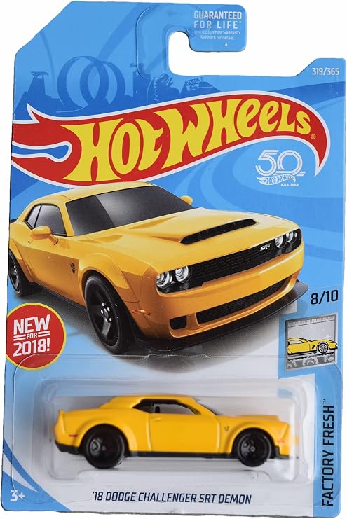 Hot Wheels '18 Dodge Challenger SRT Demon, Factory Fresh 8/10, Yellow