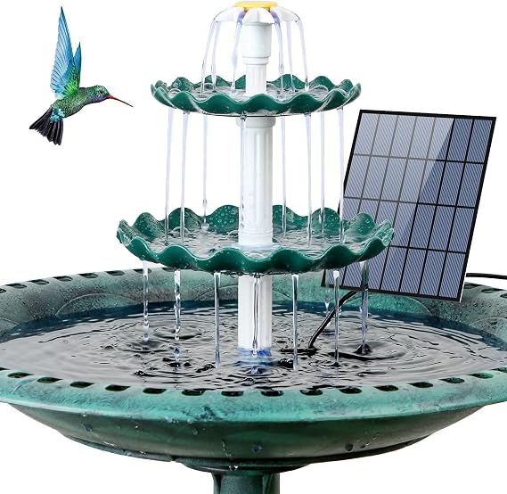 AISITIN DIY 3 Tiered Bird Bath with 3.5W Solar Water Pump | Solar Fountain Detachable and Suitable for Bird Bath, Garden Decoration, Outdoor Bird Feeder