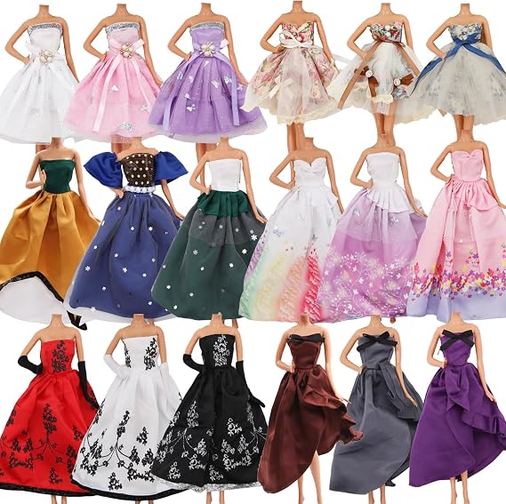 ZTWEDEN Doll Dress Set with Handmade Doll Clothes Wedding Party Dresses Gown Includes Gloves for 11.5 Inch Girl Doll(6 Styles)