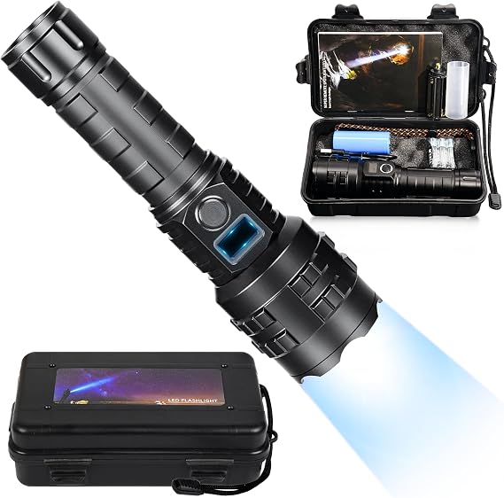 Flashlights High Lumens Rechargeable, 1000000 High Lumens Super Bright Handheld LED Flash Light, Powerful Emergency Linternas, Waterproof, Long Lasting, for Hiking Camping Gift