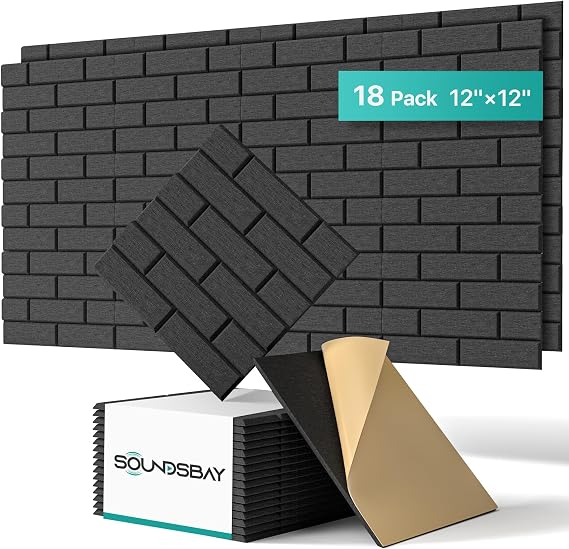 Soundsbay Brick Acoustic Wall Panels, 18 Pack Soundproofing Panels
