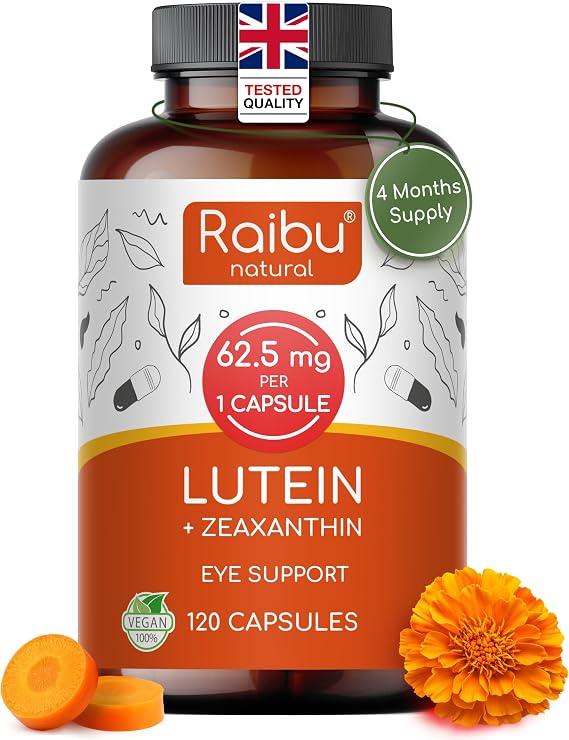 Lutein and Zeaxanthin Supplement - 4 Month Supply - 50mg Lutein with 12.5mg Zeaxanthin, Eye Vitamins A & B2 - Vegan Eye Support Formula - 120
