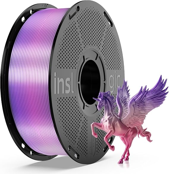 Inslogic Silk Rainbow PLA Filament 1.75mm, Multicolor Silk 3D Printer Filament +/- 0.02mm, 1kg(2.2lbs), Neatly Wound Silk Rainbow Filament(Lilac-Violet)