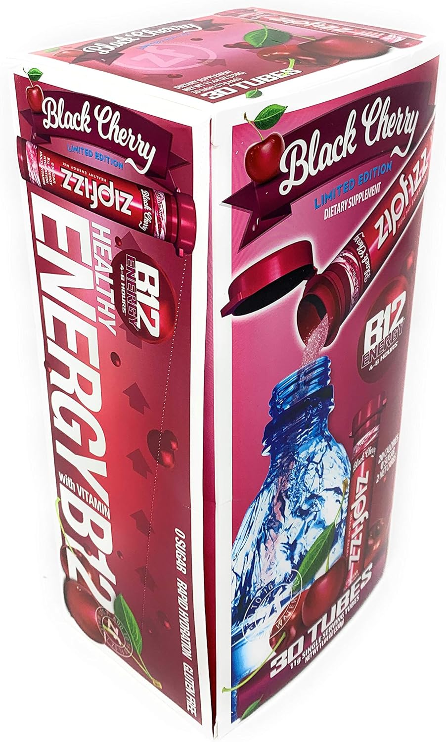 Zipfizz Healthy Energy Drink Mix Black Cherry Limited Edition, 30 count