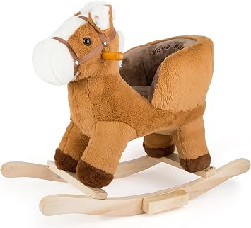 Small Foot 10616 Horse Made of Soft Fabric with a Practical Seat and Handles for More Safety During Rocking, Galloping and Sounding Noises at The Push of a Button
