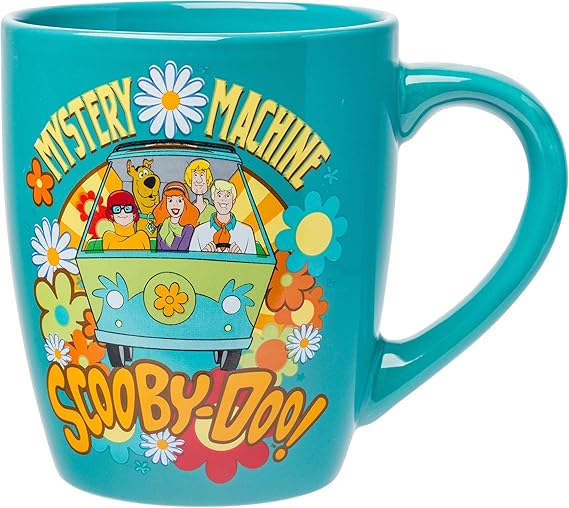 Silver Buffalo Scooby Doo Group Mystery Machine Flowers, Ceramic Mug, 25oz