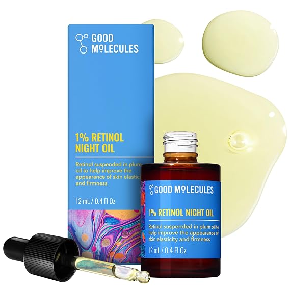 Good Molecules 1% Retinol Night Oil, Retinol Face Oil with Plum Oil, 12 ml