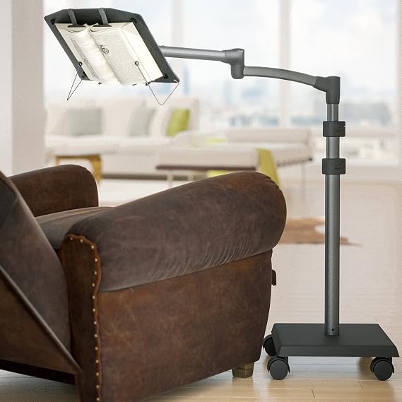 LEVO G2 Adjustable Book Floor Stand, Hands-Free Reading Holder with Wheels