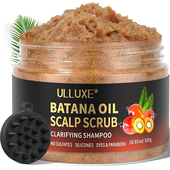 Scalp Scrub, Scalp Exfoliator Clarifying Scrub Shampoo infused Batana Oil & Rosemary, Scalp Massager Deep Cleanses Itchy Scalp, Removes Dandruff, Buildup & Detox, 2-in-1 Scalp Cleanser, 10.93 oz