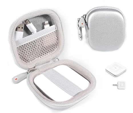 Credit Card Reader Case for Square Contactless and Chip Reader, Chip Reader Scanner, USB Cables and Small Accessories, Mesh Pocket, Secure Elastic Strap, Easy to go Carabiner (Smoke White)