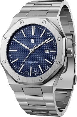 SAPPHERO Mens Watches Stainless Steel Quartz Watch for Men 30M Waterproof Date Clock Fashion Business Wristwatch Gift for Men