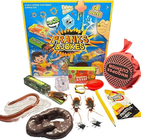 14Pcs Prank Kit with Fun Practical Jokes, Prank Set for Parties, Family Gatherings, and Game Nights, Prank Gift Box and Adults