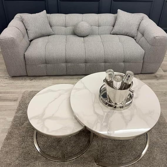 Bubble Boucle 3-Seater Sofa - Modern Upholstered Couch with Plush Cushions for Living Room, Soft and Cozy Design