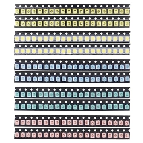 3528 1210 SMD LED Kit 200pcs 5 Colors SMD LED Diode Lights Kit Super Bright Lighting Bulb Lamps,Electronics Components Light,Emitting Diodes (Mini Chip 0.12 x 0.1 inch)