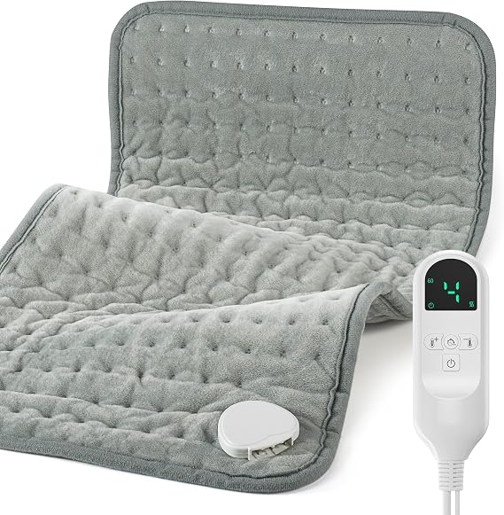 Heating Pad for Back Pain Relief and Period Cramps, Portable Heating Pad for Shoulders and Neck, with 6 Temperature Controllers and 4 Timer Settings, Dry/Moist Heat Therapy,12x24 Inch
