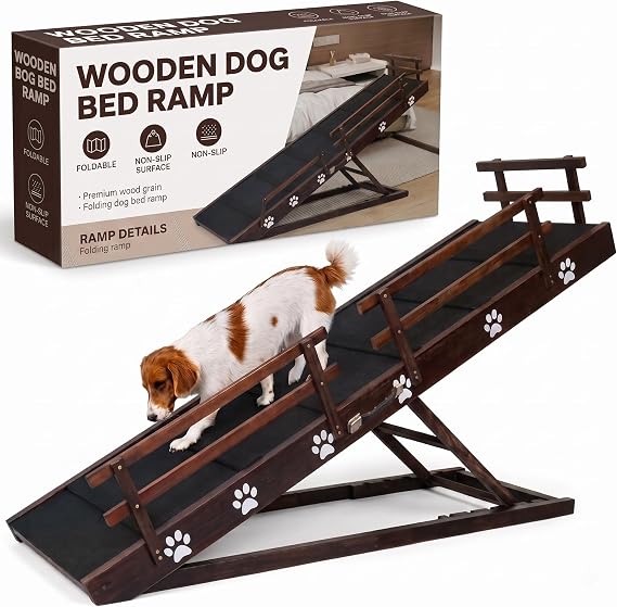 Efficraft 63 Inch Dog Ramp, 6 Height Adjustable Folding Ramp for High Beds