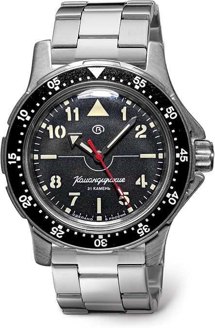VOSTOK Komandirskie 18022 Automatic Watch | Luminous Hands | 200M Water Resistance | Steel Bracelet