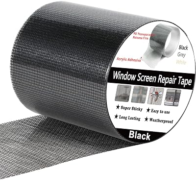 Wohohoho Window Screen Repair Tape, 3 in X 20 FT 240IN Black Screen Patch Repair Kit, 3-Layer Strong Adhesive Invisible Screen Tape Mesh Repair for Windows, Doors Garage Mosquito Net Magnetic Screen