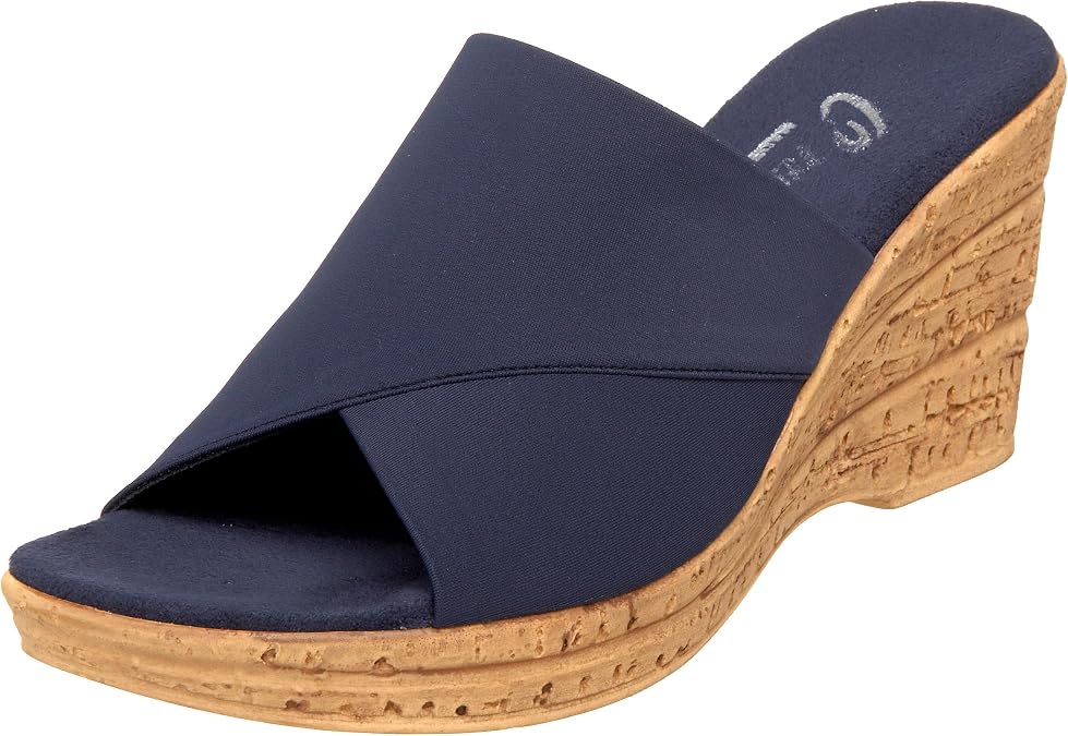 Onex Christina Womens Wedge Sandal Handcrafted Stretch Upper, Lightweight Comfort Sole, Slip-On Dress Sandal