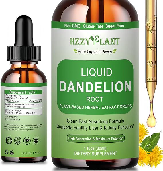 Dandelion Root Extract - Organic Dandelion Root Drops for Liver Cleanse Detox Support - Liquid Dandelion Root Supplement Tincture for Immune,Liver,Gut Health - Herbal Extract Vegan,Sugar Free,Non-GMO