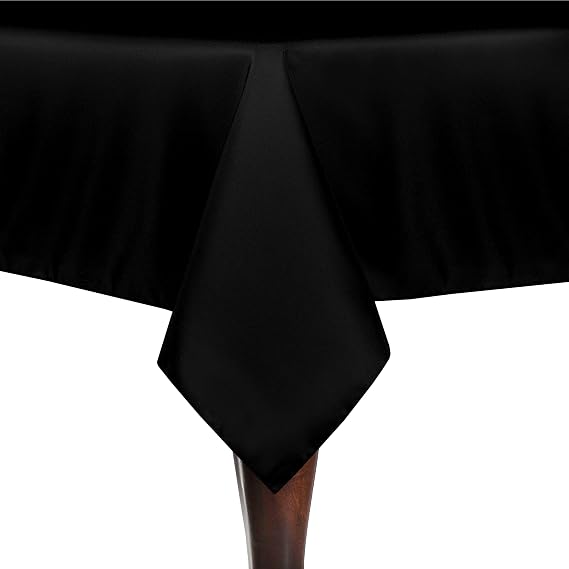 Ultimate Textile 60 Inch Square Polyester Linen Tablecloth Black