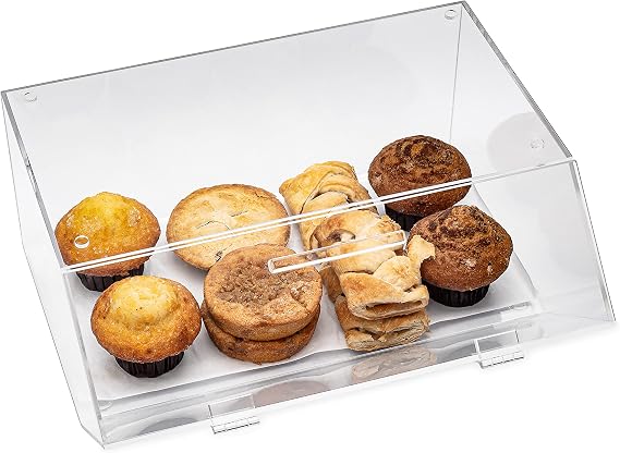 SimplyImagine Countertop Bread Box & Bakery Display Case - Clear Acrylic - 1-Tier Pastry Organizer - Cookie & Cupcake Display