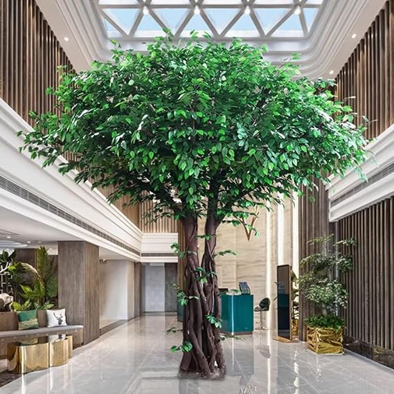Lifelike Artificial Banyan Tree,with Real Wood Trunk - Lifelike & Large Simulated Green Plant for Indoor & Outdoor Home Office Party Decor