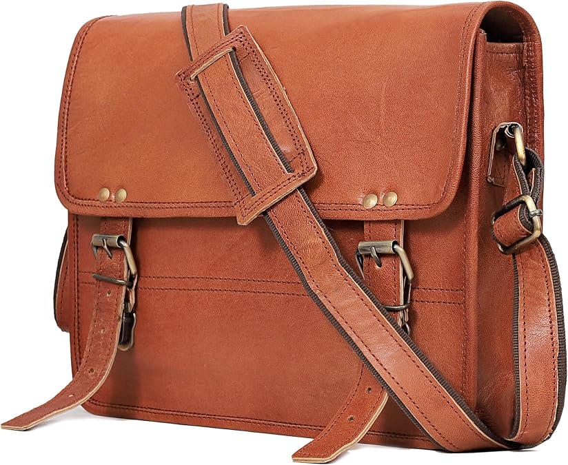 cuero Genuine Leather iPad/Tablet Bag Messenger Bag Small Briefcase CrossBody Shoulder Bag for Men and Women