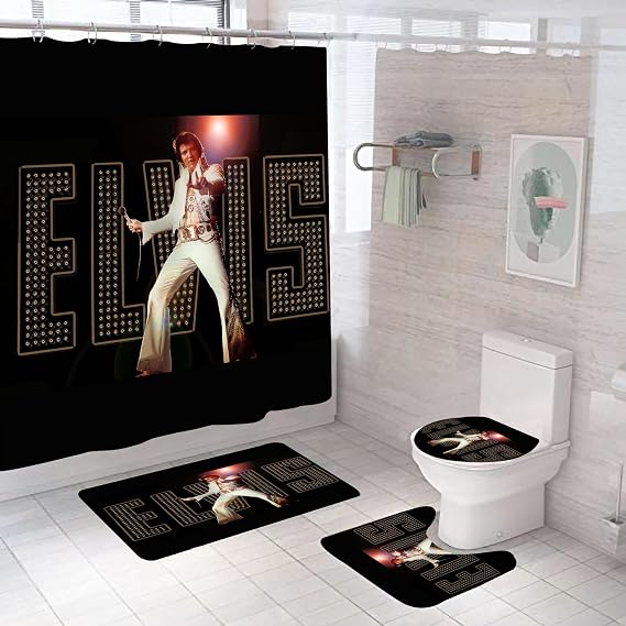 Bathroom 4 Pieces Set Shower Curtain Elvsi Bathroom Decor or Gifts 72 X 72