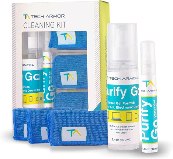 Tech Armor Screen Cleaner Kit [3.4oz +0.8oz] - Best for Smartphones, iPhones, iPads, Eyeglasses, e-Readers, Laptops, TV Screens and Monitors Includes 3 Premium Microfiber Cloths
