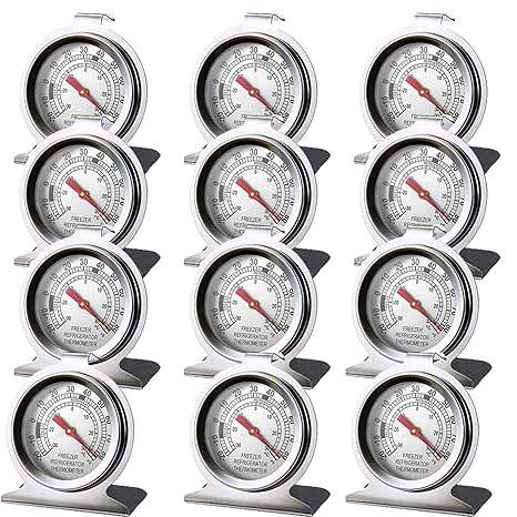 Stainless Steel Refrigerator Freezer Thermometer Large Dial Thermometer (12 Pack)