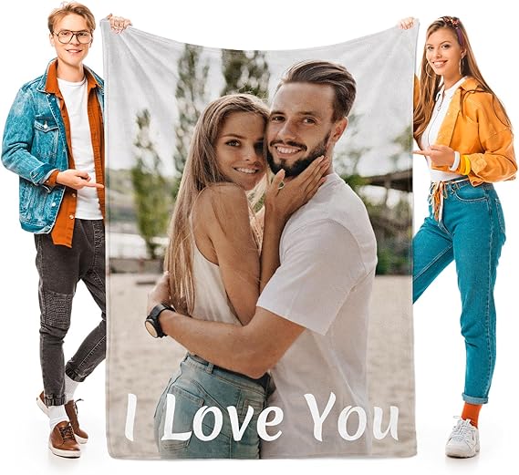 inkArts Custom Blankets with Photo, Personalized Blanket Using My Own Photo, Customized Blankets with Picture, Personalized Gifts for Women Men Baby Child