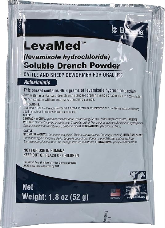 DURVET 698902 Levamed Soluble Drench Powder Dewormer, White, 52g